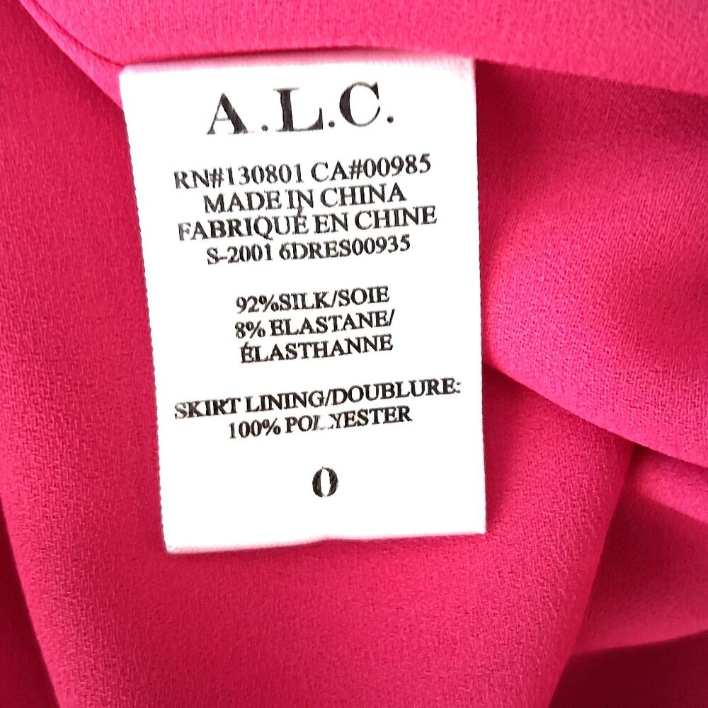 A.L.C. Women's Dress Pink Mini Enzo Silk Wrap Surplice V Neck Designer Size 0 - Picture 8 of 10